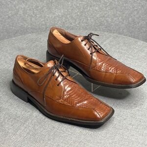 Stacy Adams Genuine‎ Snake Leather Square Toe  Mens 8.5 Dress Shoes Formal Retro